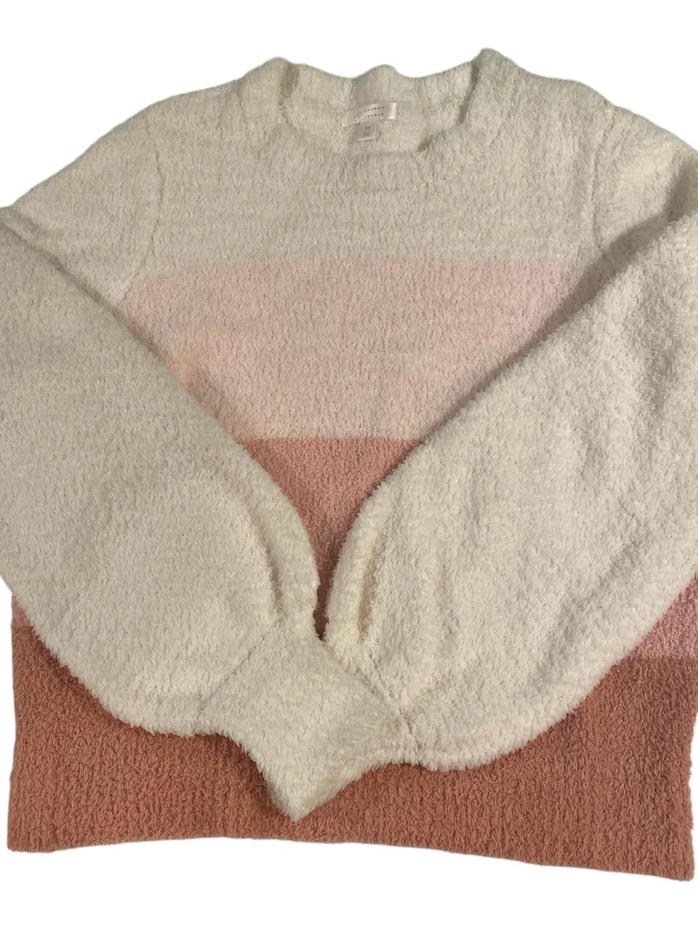LC Lauren Conrad Striped Sweater Women’s Med Pink Tones Soft Winter Bohemian
